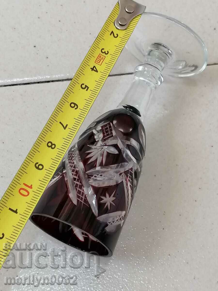 Bohemian crystal service 6 cups decanter red glass - 5