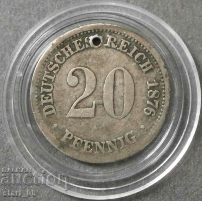 20 Pfennig 1876 - punched RR