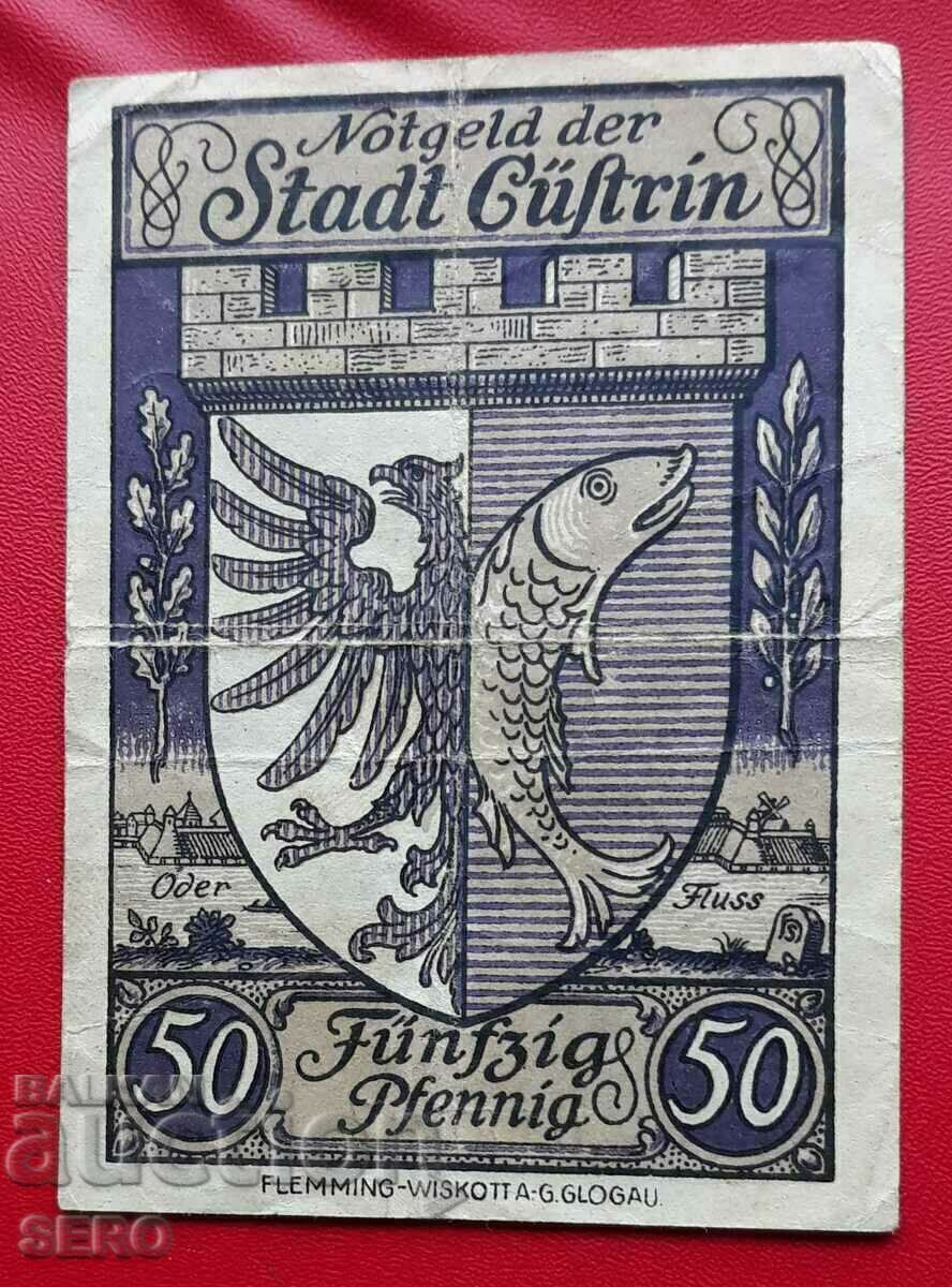 Bancnota-Germania-Brandenburg-Küstrin-50 pfennig 1921