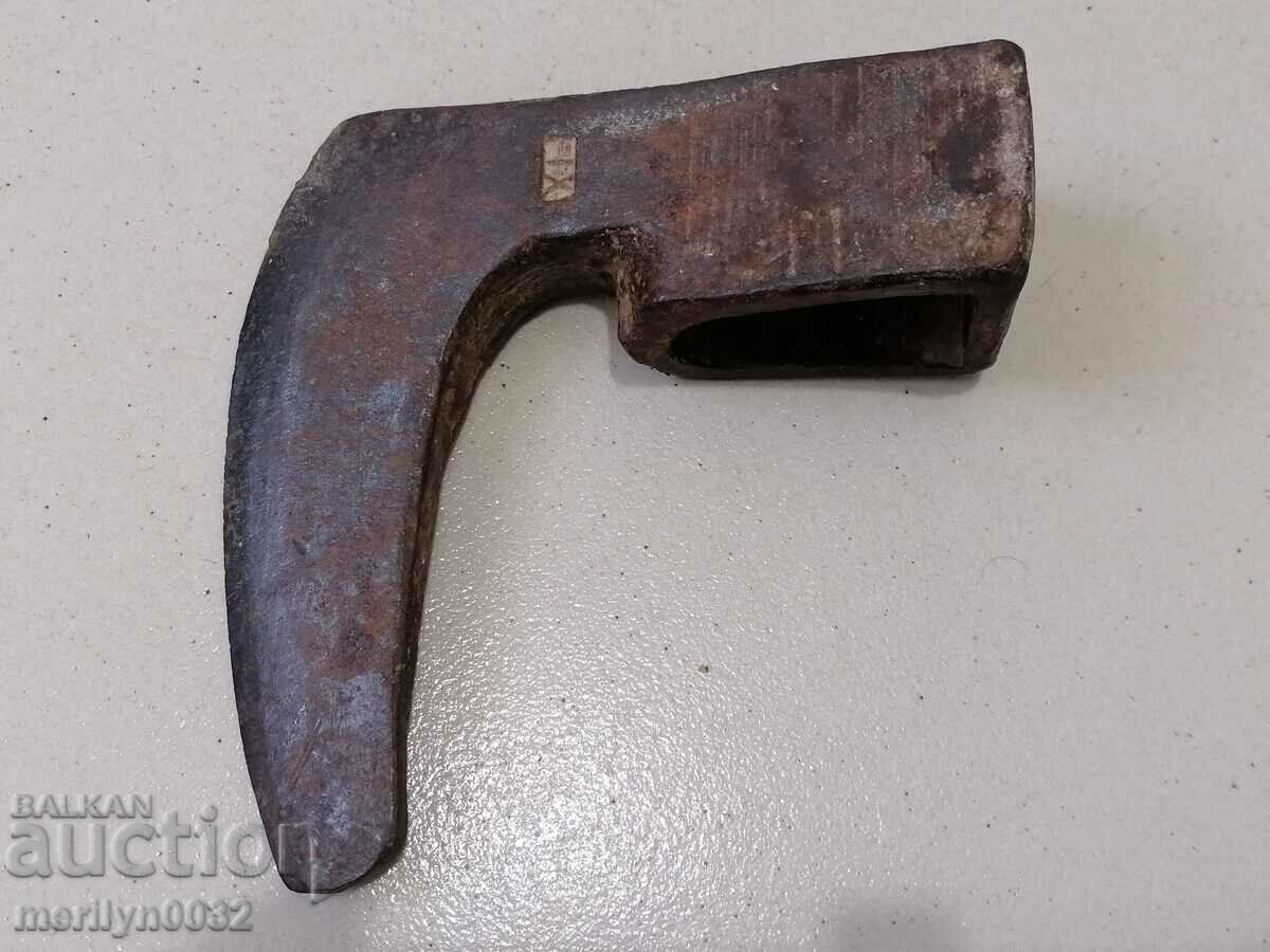 Old ax with stamp ax hatchet without sap