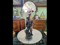 A lovely antique French bronze figure lamp