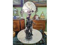 A lovely antique French bronze figure lamp