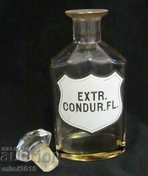 Παράδοση Γυάλινη φιάλη ιατρικής φαρμακοποιίας του 19ου αιώνα