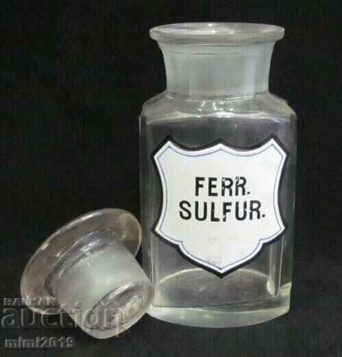 Παράδοση Γυάλινη φιάλη ιατρικής φαρμακοποιίας του 19ου αιώνα