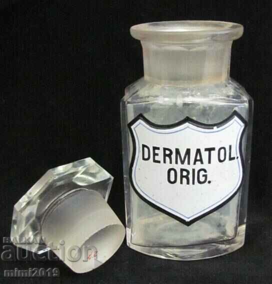 Παράδοση Γυάλινη φιάλη ιατρικής φαρμακοποιίας του 19ου αιώνα