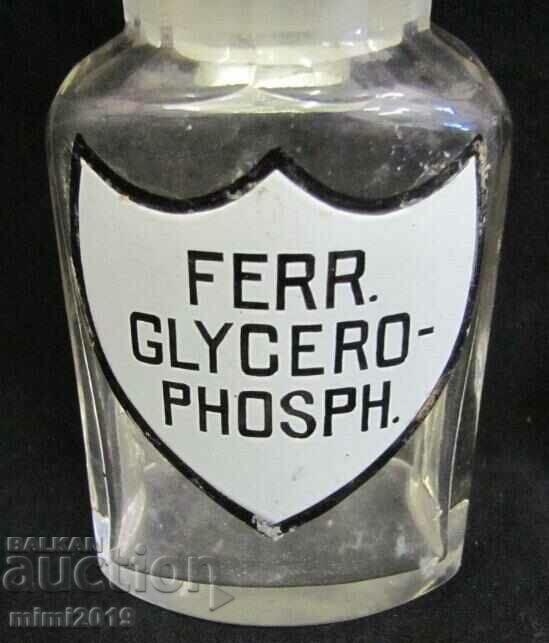 Παράδοση Γυάλινη φιάλη ιατρικής φαρμακοποιίας του 19ου αιώνα