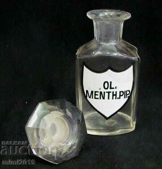 Παράδοση Γυάλινη φιάλη ιατρικής φαρμακοποιίας του 19ου αιώνα