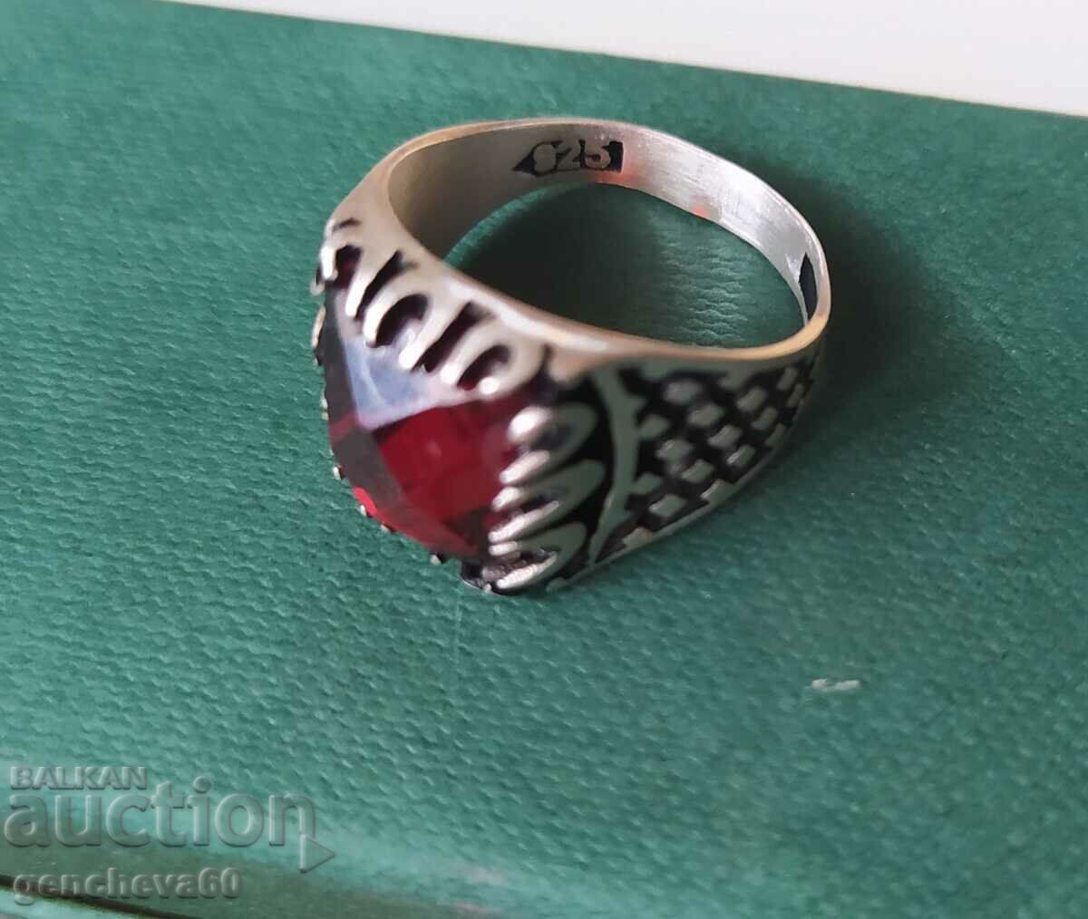Men's silver ring with stone