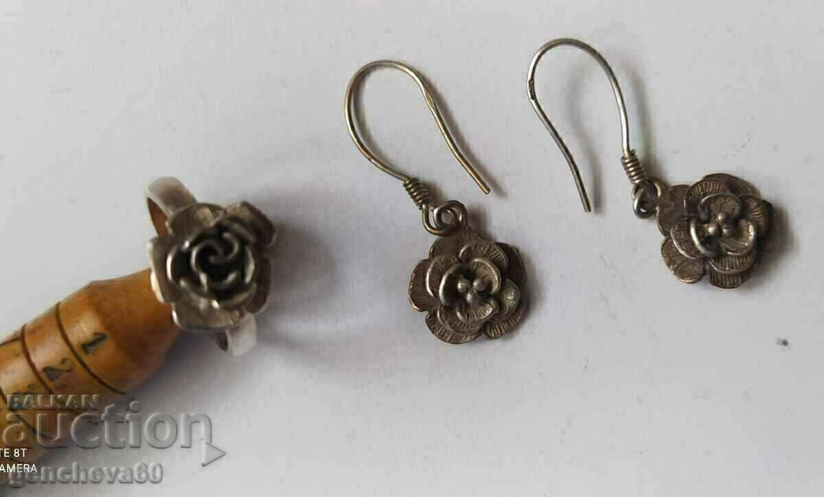 Auction Beautiful set of ring and earrings, silver 900 Auction Beautiful set of ring and earrings, silver 900