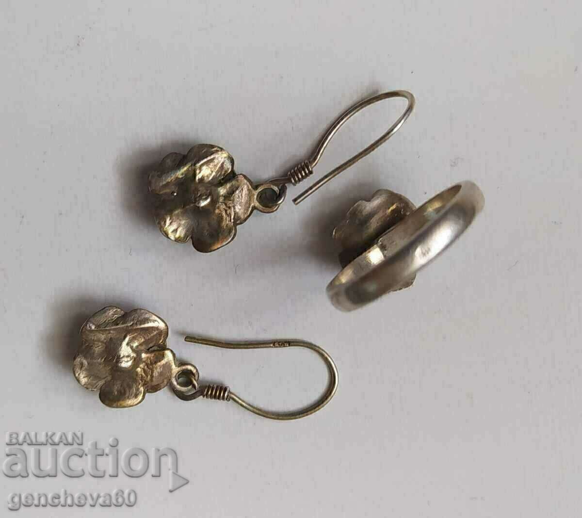 Beautiful set of ring and earrings, silver 900 - 5 Beautiful set of ring and earrings, silver 900 - 5