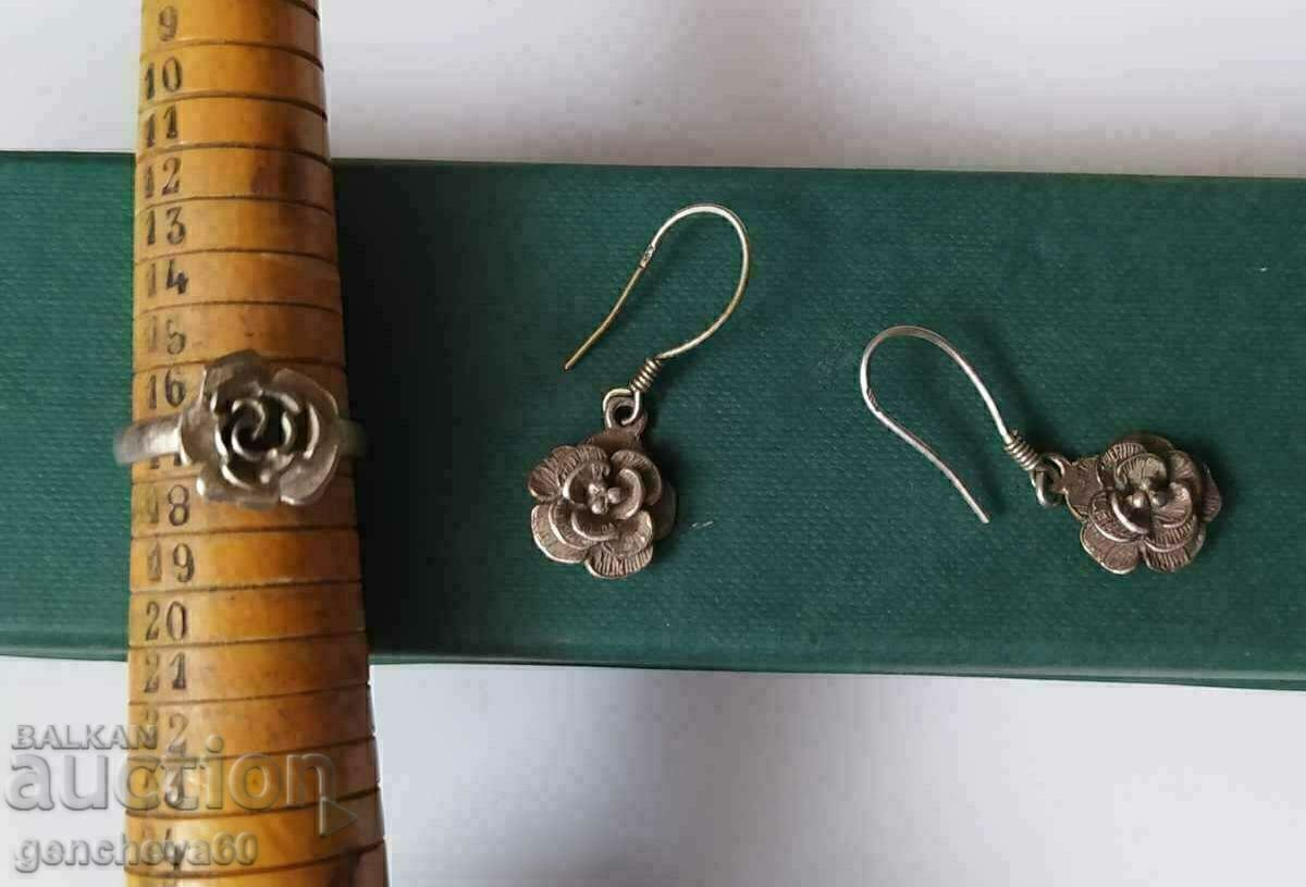 Beautiful set of ring and earrings, silver 900 - 6 Beautiful set of ring and earrings, silver 900 - 6