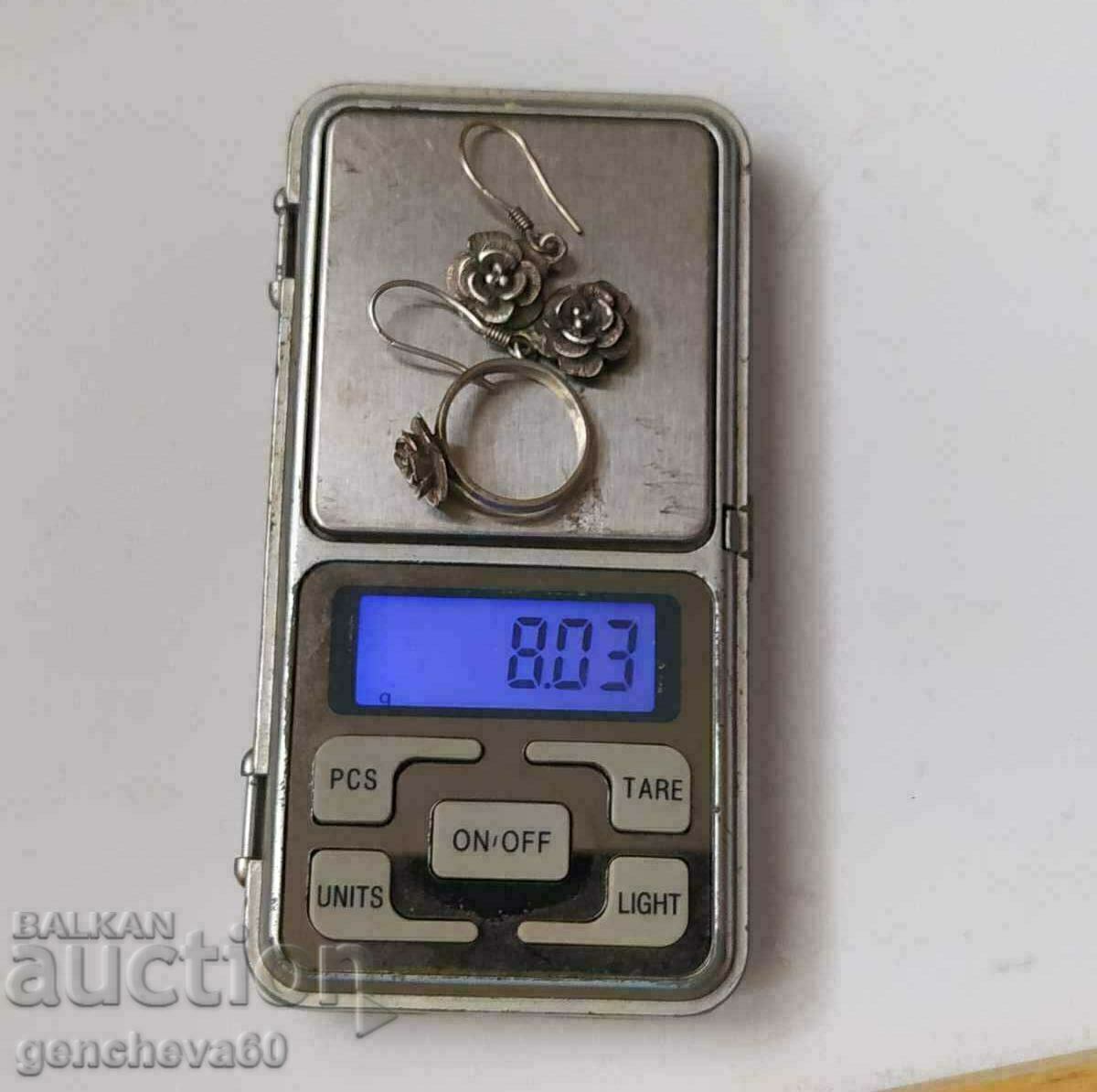 Beautiful set of ring and earrings, silver 900 - 7 Beautiful set of ring and earrings, silver 900 - 7