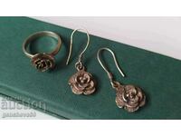 Beautiful set of ring and earrings, silver 900