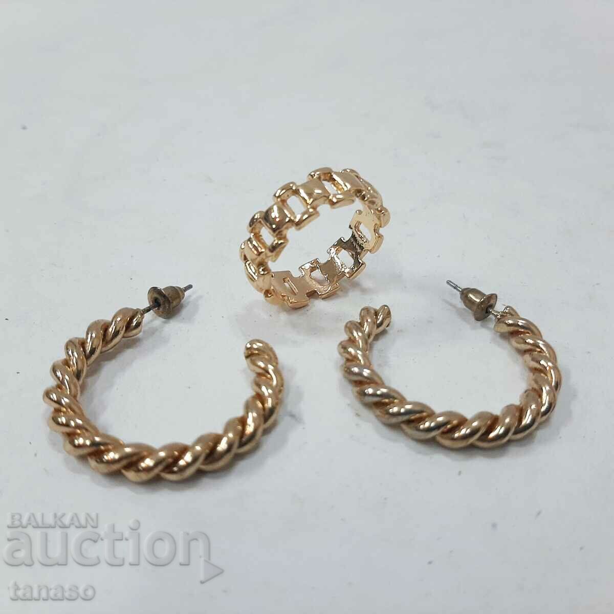 Ring and earrings, gold-plated (8.3) - 5 Ring and earrings, gold-plated (8.3) - 5