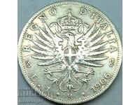 Italy 1 Lira 1906 Eagle of Savoy Silver 2