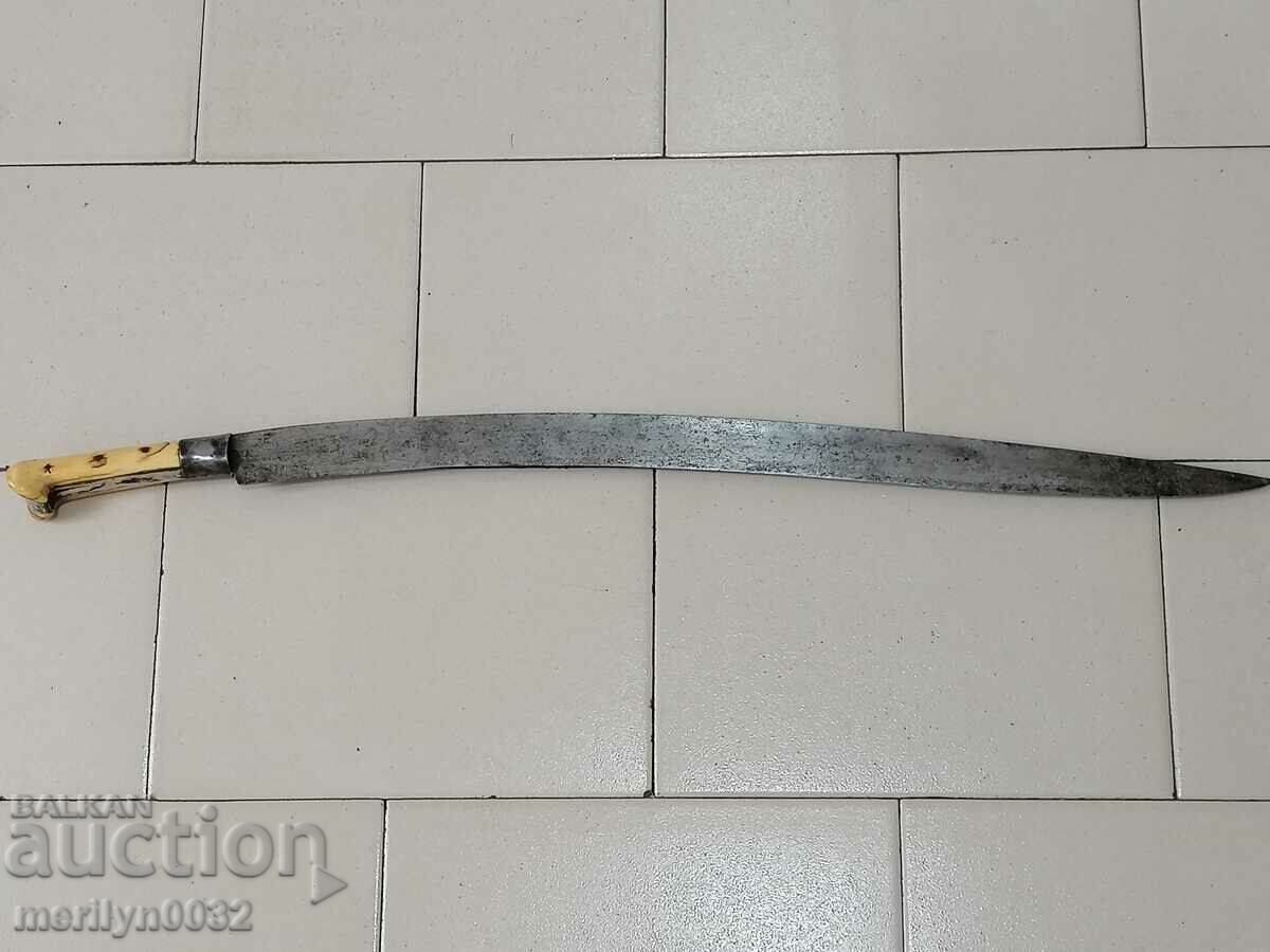 Battle scimitar with stamped ivory karakulak knife saber - 5 Battle scimitar with stamped ivory karakulak knife saber - 5
