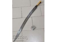 Battle scimitar with stamped ivory karakulak knife saber