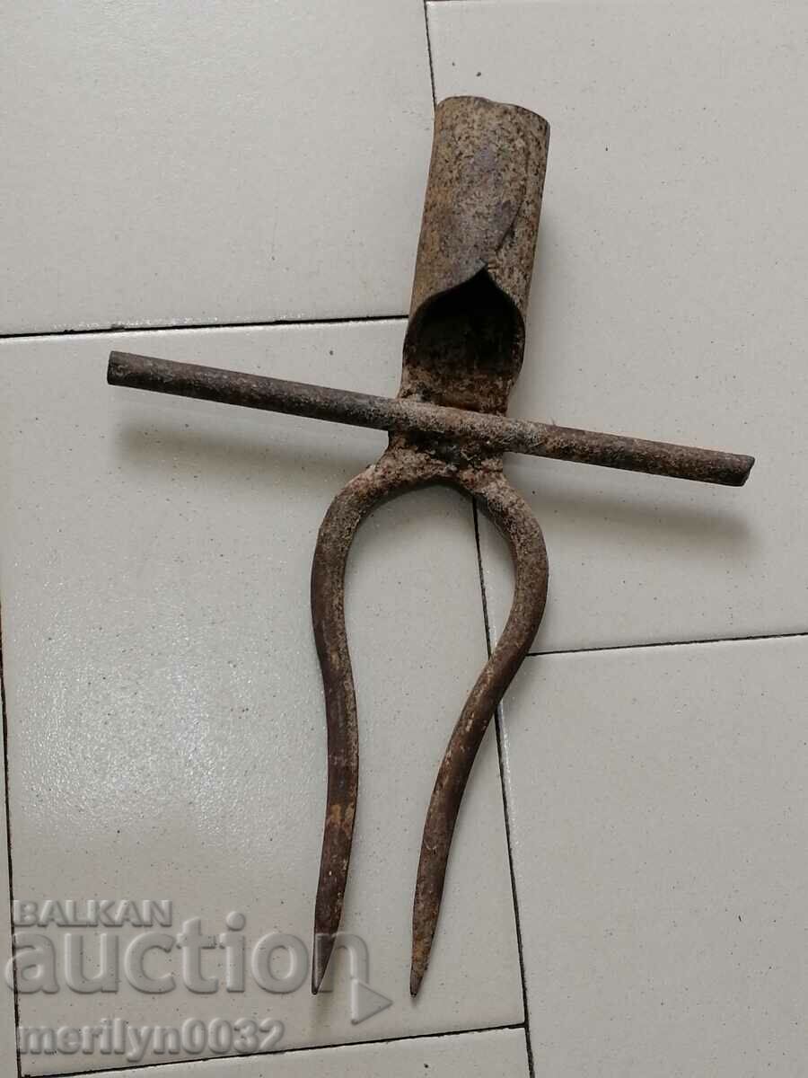 Old Wrought Two Prong, Pitchfork, Wrought Iron - 6