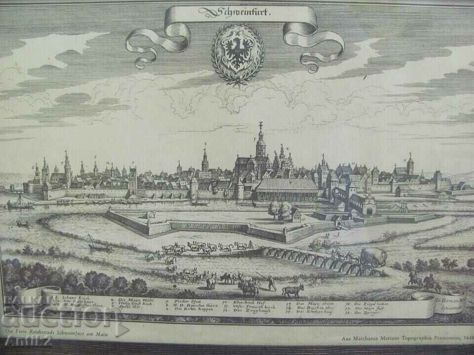 1648 Original Engraving - Schmeinfurt Germany with price 80.00 BGN | € 40.90 1648 Original Engraving - Schmeinfurt Germany with price 80.00 BGN | € 40.90