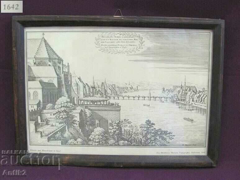 1642 Original Engraving - Basel Switzerland