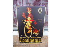 Metal sign car Continental tires advertisement dog clown bicycle