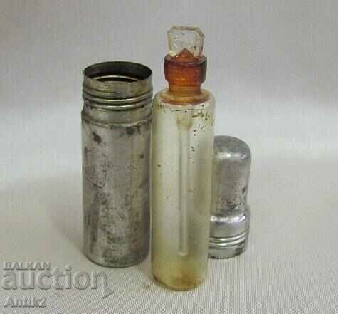 Delivery of 19th Century Mini Medicine Bottle in Metal Container Delivery of 19th Century Mini Medicine Bottle in Metal Container