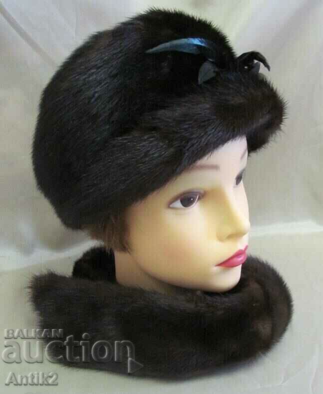 Vintich Women's Set - Mink Hat and Scarf with price 105.00 BGN | € 53.69