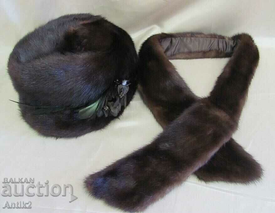 Auction  Vintich Women's Set - Mink Hat and Scarf