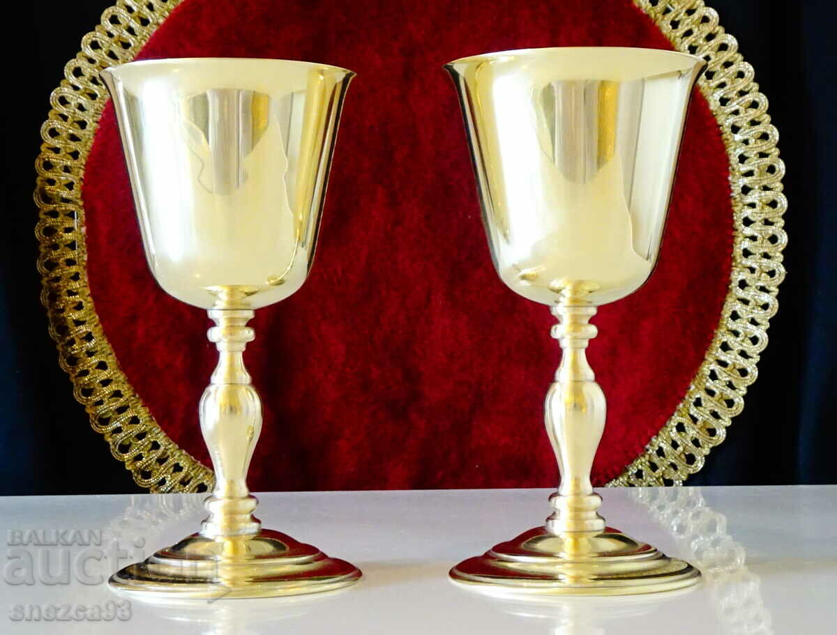 Brass wine glasses 2 pieces, Spain.