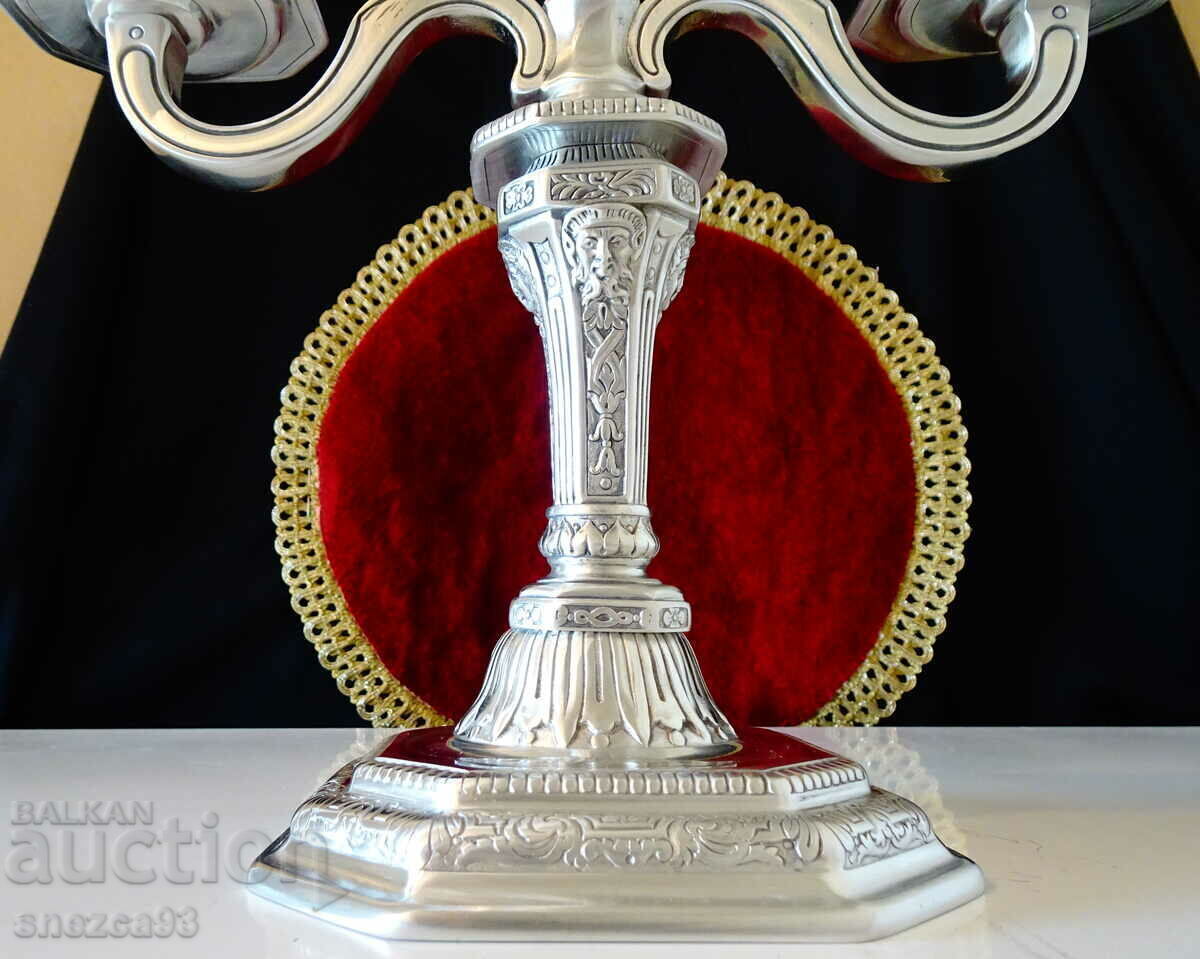 Christofle double candlestick made of pewter 1.5 kg, Duperier model with price 399.00 BGN | € 204.01