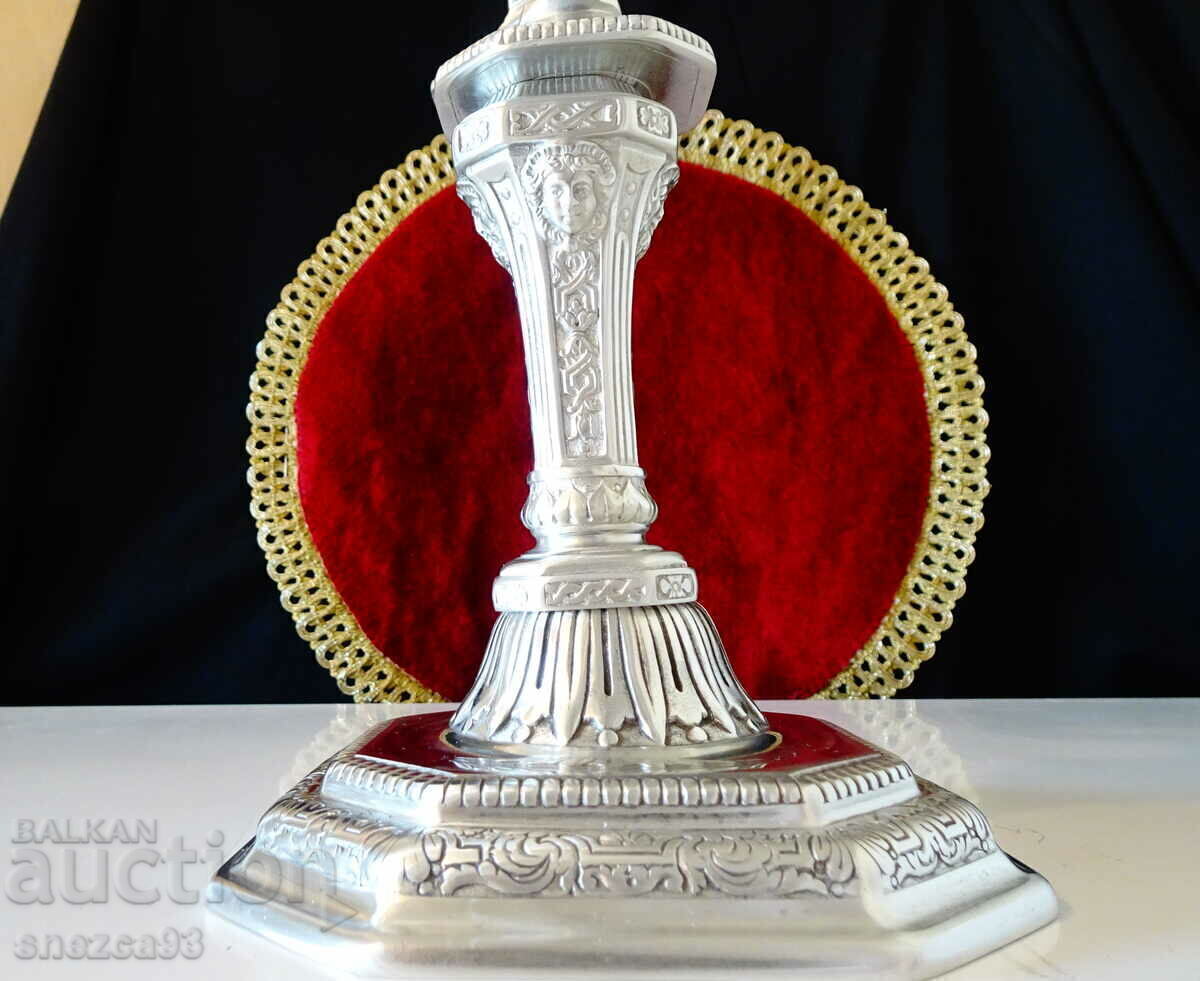 Auction  Christofle double candlestick made of pewter 1.5 kg, Duperier model