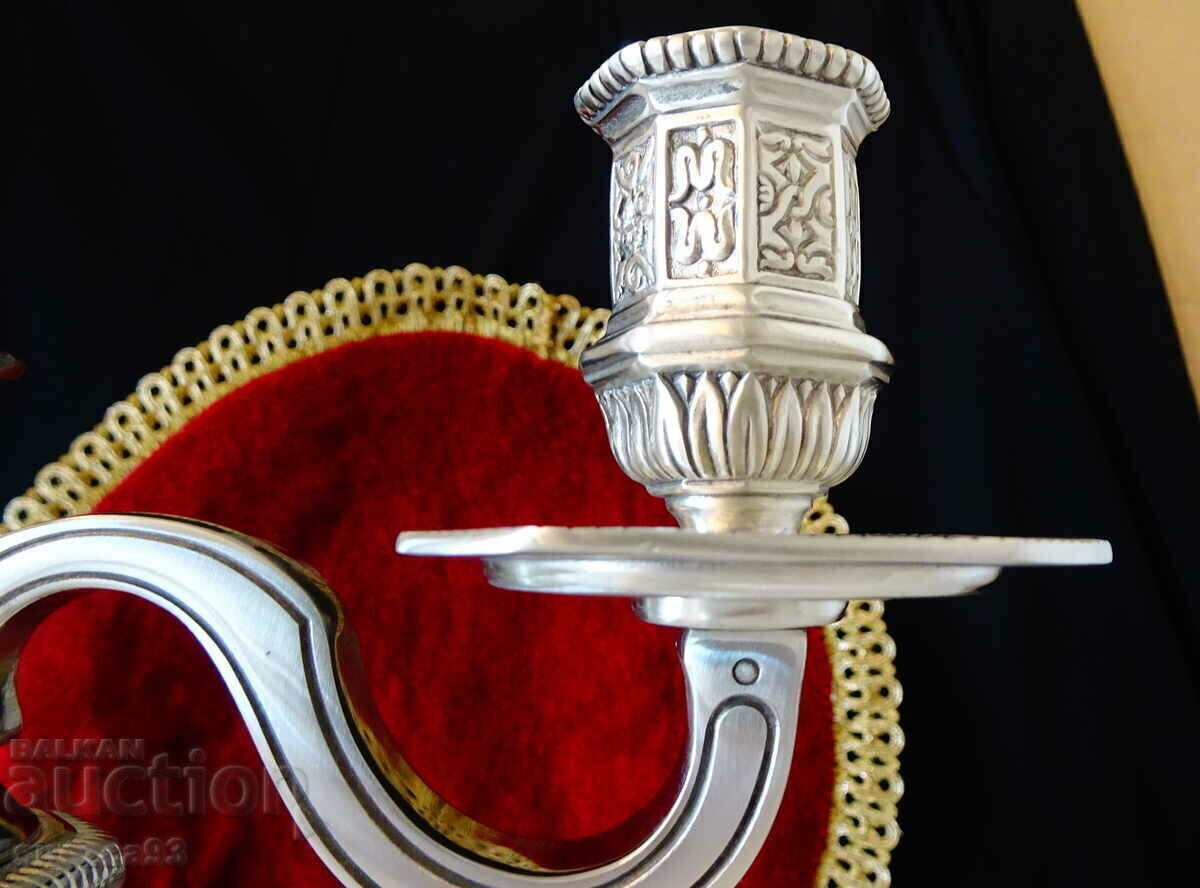 Delivery of Christofle double candlestick made of pewter 1.5 kg, Duperier model