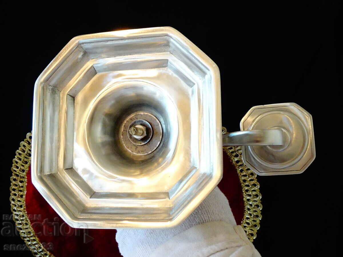 Christofle double candlestick made of pewter 1.5 kg, Duperier model - 6