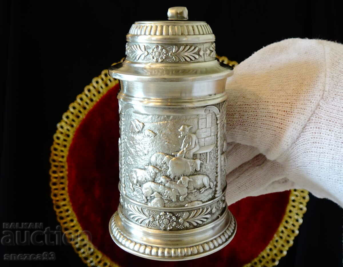 Pewter mug with three village paintings. with price 59.00 BGN | € 30.17 Pewter mug with three village paintings. with price 59.00 BGN | € 30.17