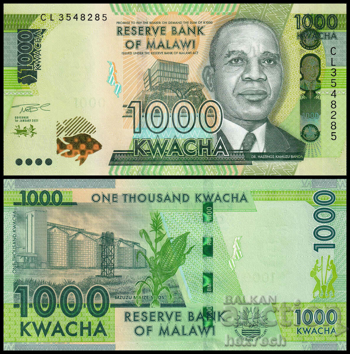 ❤️ ⭐ Malawi 2021 1000 Kwacha UNC nou ⭐ ❤️