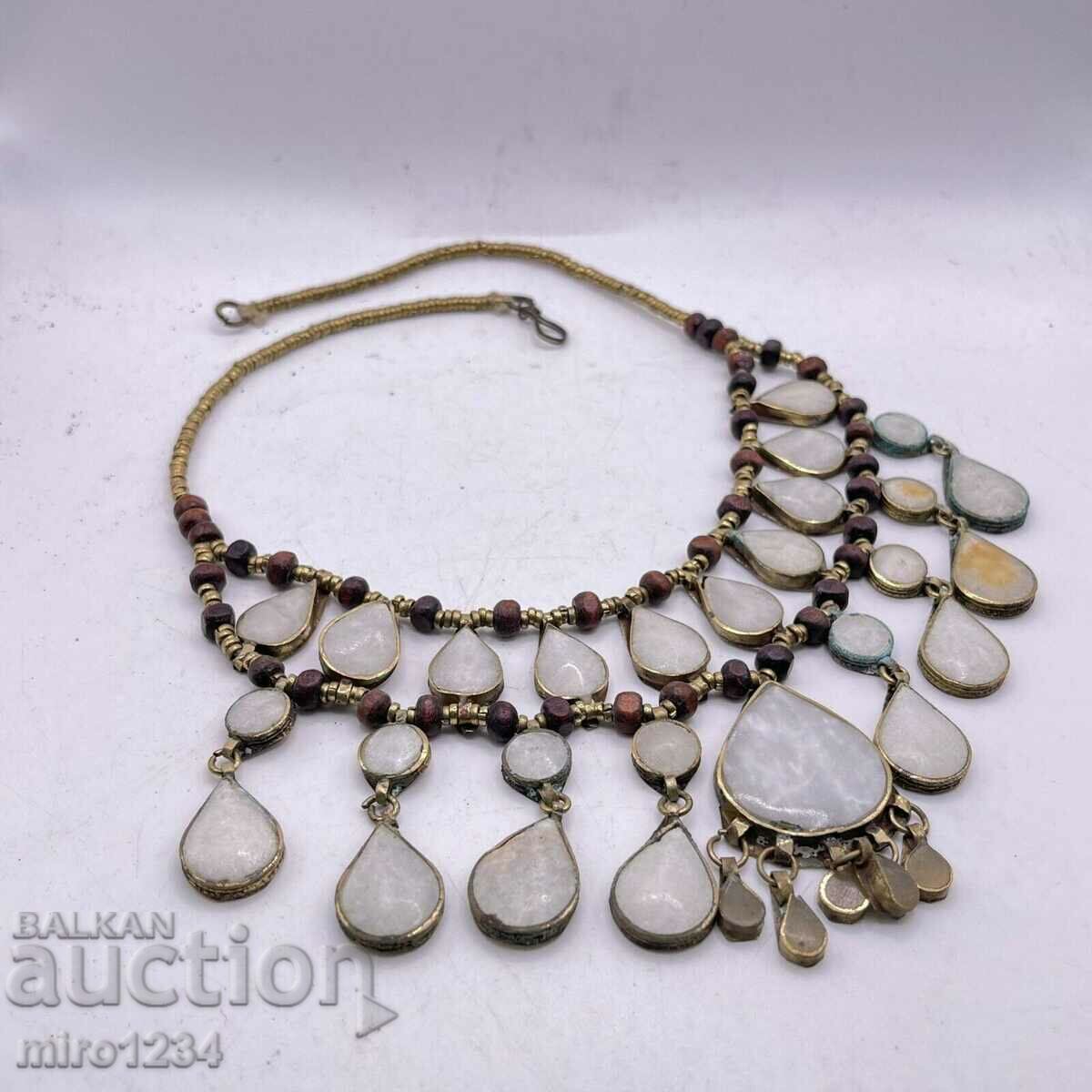 OLD WOMEN'S NECKLACE NECKLACE CHAIN NATURAL STONES
