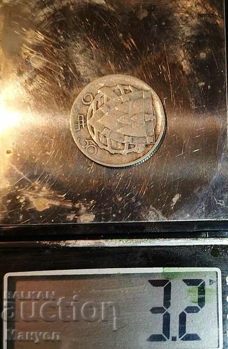 Auction 2/3 escudo, Portugal, silver, 1943. Auction 2/3 escudo, Portugal, silver, 1943.