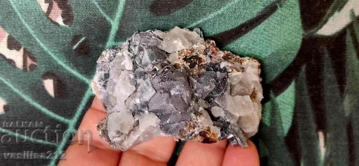 Sugar quartz with galena on sphalerite
