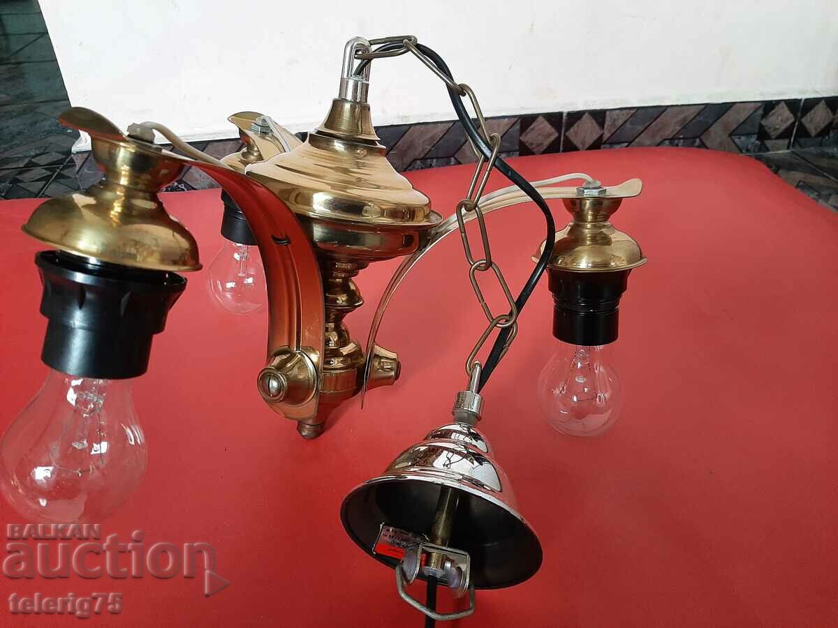 Old Retro Chandelier Lamp from Bronze with 3 bulbs with price 30.00 BGN | € 15.34 Old Retro Chandelier Lamp from Bronze with 3 bulbs with price 30.00 BGN | € 15.34