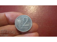Литва 1991 год 2 центаи Алуминий