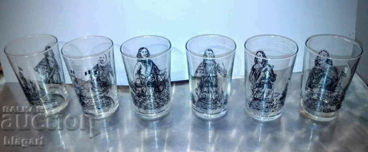 set of 6 pcs. cups with ships-Holland set of 6 pcs. cups with ships-Holland