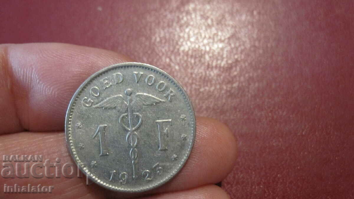 1923 1 franc Belgia - inscripție în olandeză