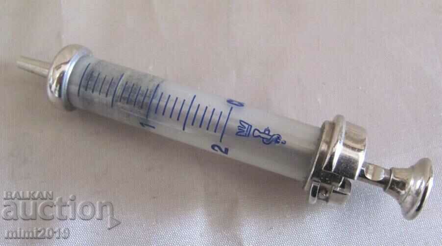 Auction  19th century Glass Medical Syringe AESCULAP Germany 2cc