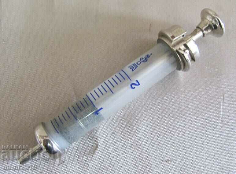 19th century Glass Medical Syringe AESCULAP Germany 2cc - 5