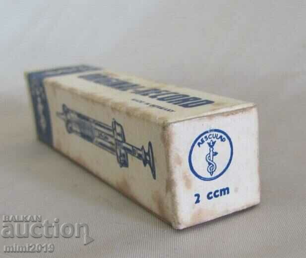 19th century Glass Medical Syringe AESCULAP Germany 2cc - 6