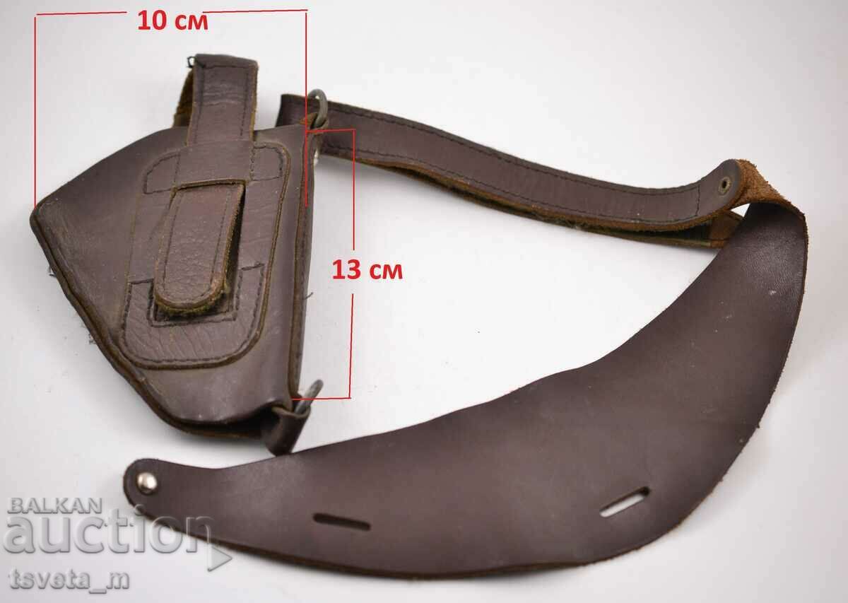 Chest leather pistol holster