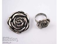 Комплект висулка и пръстен с променящ се размер, роза