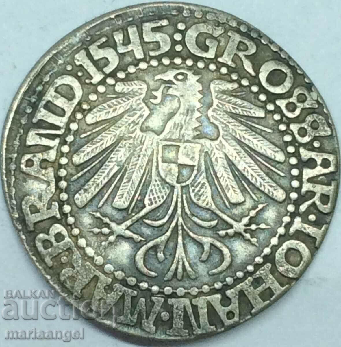 Poland 1 grosz Johann of Brandenburg 2.36g silver