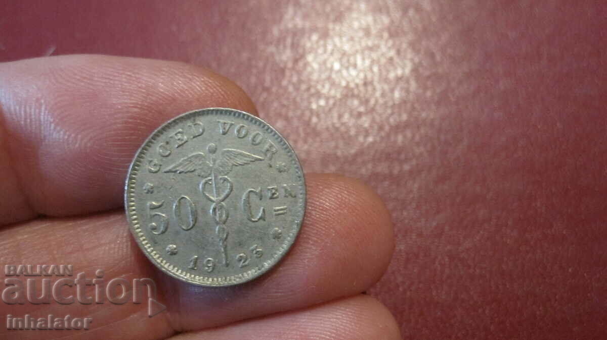 1923 50 centimes Belgia - inscripție în olandeză
