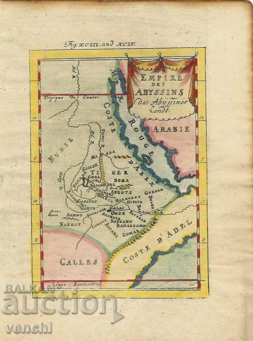 1719 - ENGRAVING - Map of Ethiopia - Saudi Arabia - ORIGINAL